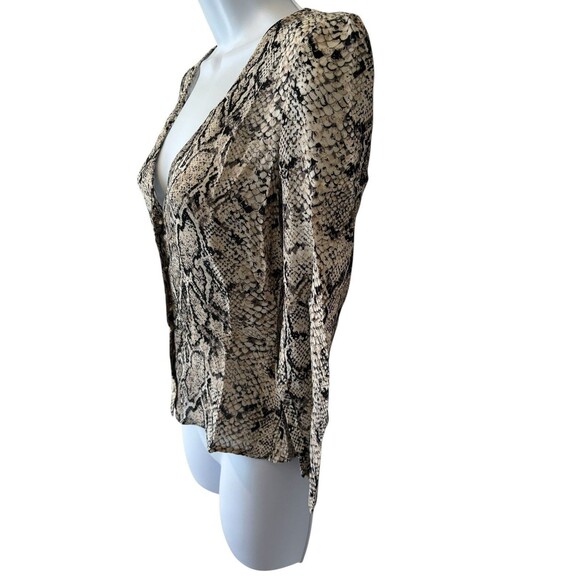 Reformation Pinched Shoulder Snake Print Blouse Top Size 4 Python Long Sleeve - Picture 3 of 11